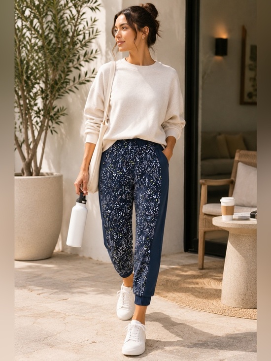 Sweaty Betty Pants - Sweaty Betty Stay Wild Print 7/8 Joggers Blue Floral Athleisure Pants Small